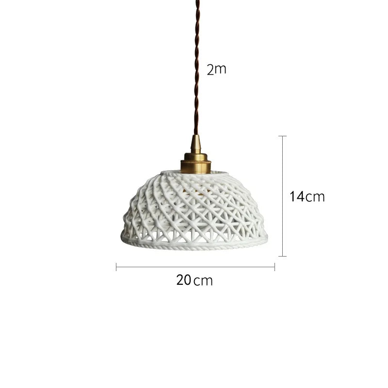 suspension LED blanc en céramique luminaires maison éclairage intérieur chambre salon à côté nordique moderne cuivre suspension lampe - vue 11 sur 23