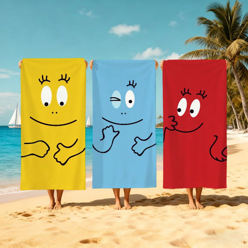 Serviette de plage barbapapa motif cartoon séchage rapide