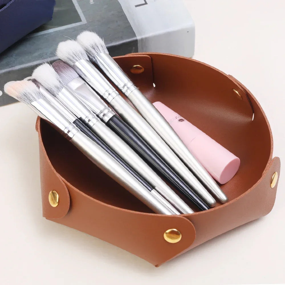 plateau en cuir pliable pour rangement et organisation - vue 3 sur 9