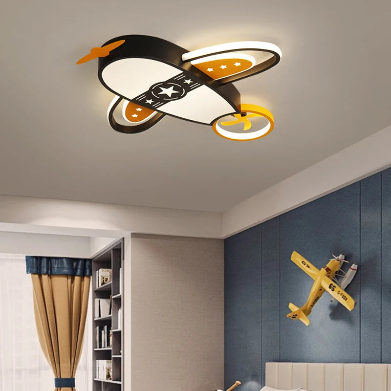 lustre avion moderne pour enfants avec éclairage télécommandé - vue 4 sur 11