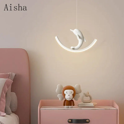 suspension lumineuse dauphin ours pour chambre enfant - vue 3 sur 9