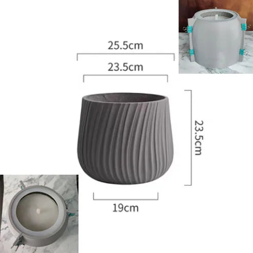 moule en silicone moderne pour pot de fleurs en béton léger et luxueux