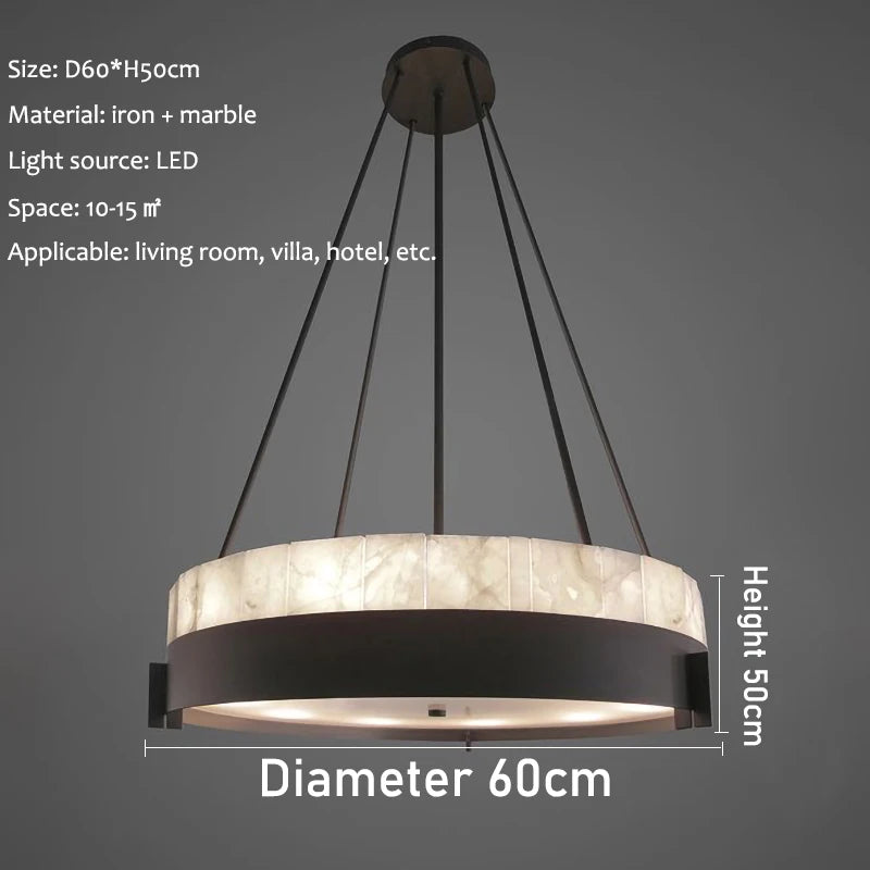 lustre moderne en marbre avec éclairage led créatif intérieur