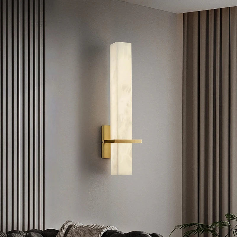 applique murale led en marbre et cuivre doré luxueuse - vue 4 sur 7