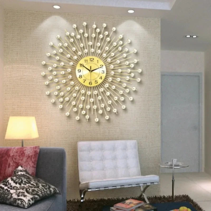 horloge murale créative en métal design européen silencieuse - vue 4 sur 9