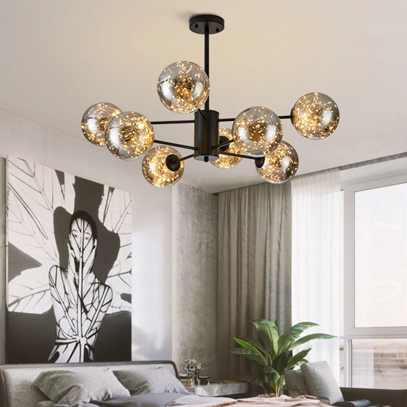 Nordique moderne LED lustre étoile magique haricot boule de verre salon chambre salle à manger cuisine plafonnier décoration de la maison - vue 3 sur 17