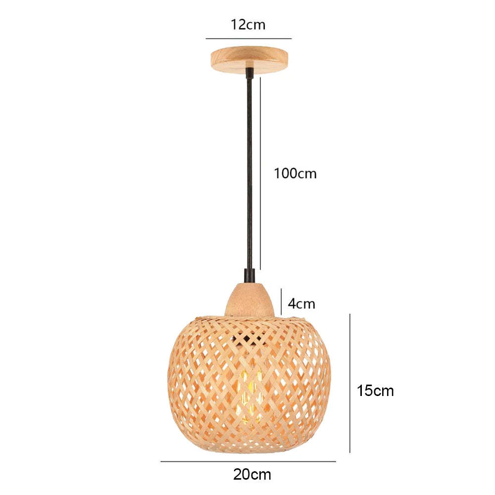 lustre tissé à la main en bambou avec led intégrée - vue 12 sur 16