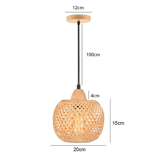 lustre tissé à la main en bambou avec led intégrée - vue 12 sur 16