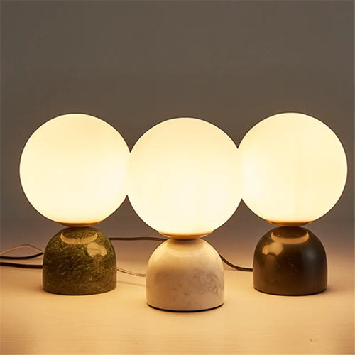 lampe de table en marbre et verre design contemporain - vue 2 sur 9