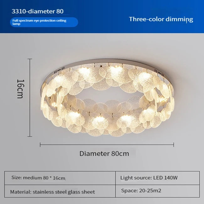 plafonnier led rond en verre pour décoration intérieure