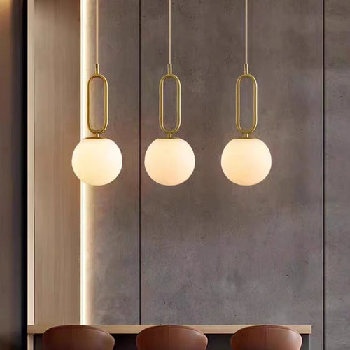 suspension led en laiton et marbre naturel réglable - vue 3 sur 8