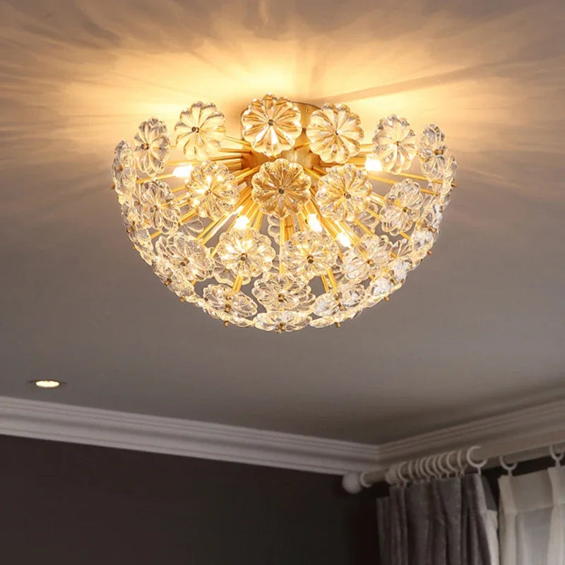 lustre en cristal pissenlit rond en cuivre pour décoration artistique - vue 6 sur 12