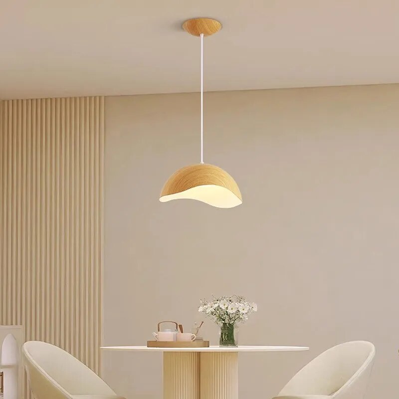 Lustre fer grain bois nordique LED salle manger bureau chevet