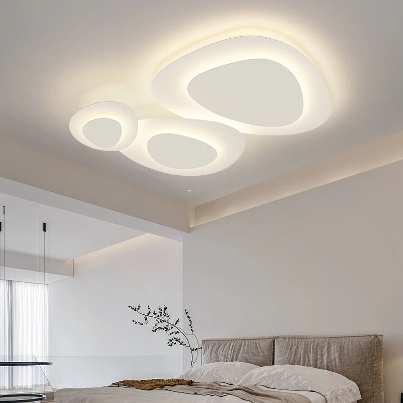 Anneaux annuels modernes LED lustre intérieur salon ondulation forme meubles de maison décoration fer blanc corps couleur lampe éclairage