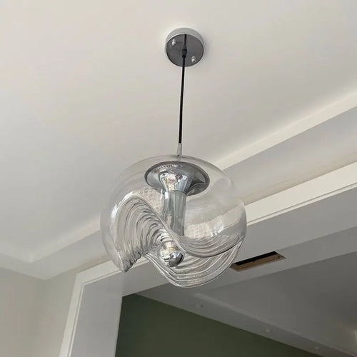 plafonnier bauhaus en verre avec ondulation led moderne - vue 6 sur 12