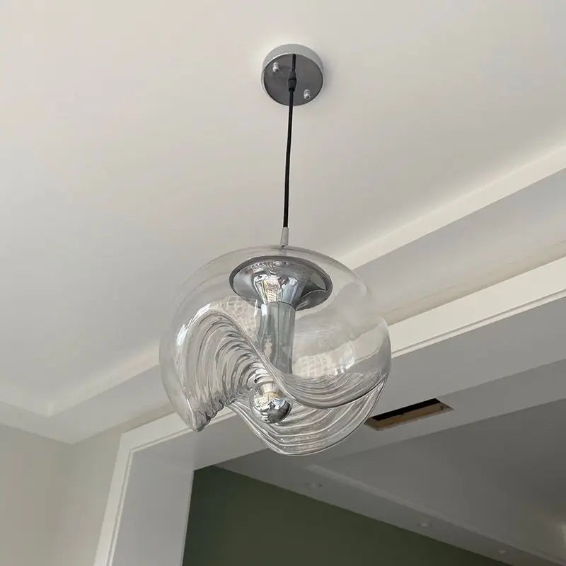 plafonnier bauhaus en verre avec ondulation led moderne