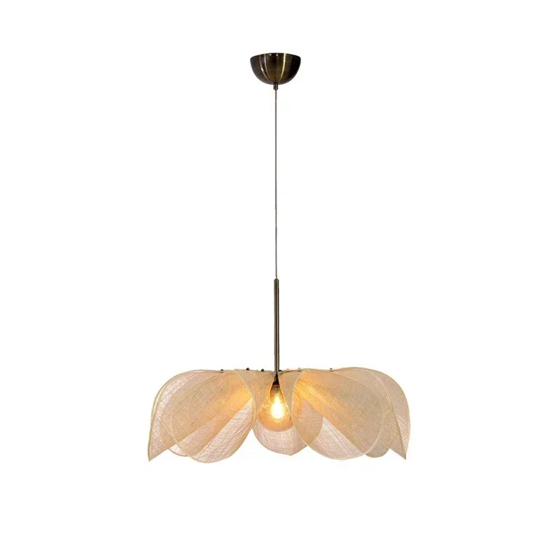 Wabi Sabi Fabric Pendant Light Flower Chandelier Suspension Hanging Light for Living Dining Room - vue 5 sur 8