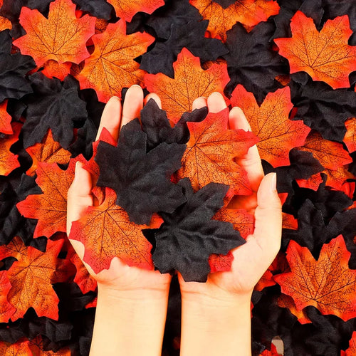 lot de 50 feuilles d'érable artificielles pour décorations d'automne - vue 2 sur 11