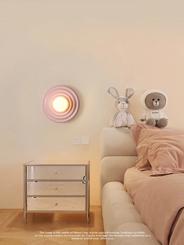 applique murale led rétro en résine luminaire mural rond - vue 5 sur 10