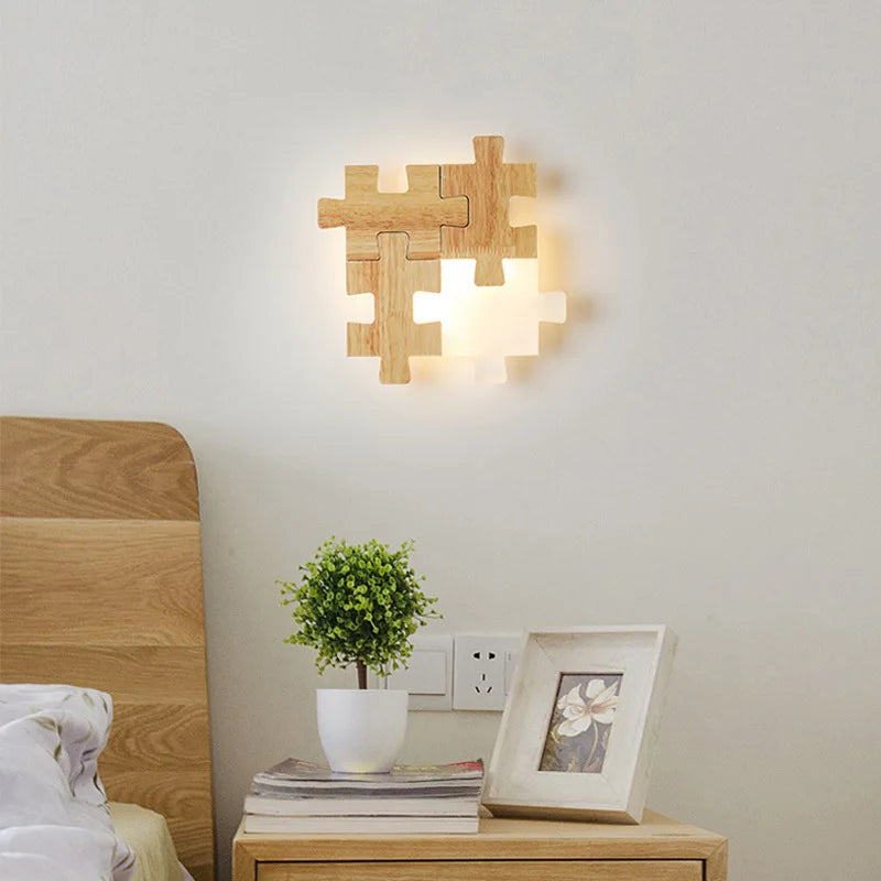 Applique murale LED en bois au design nordique