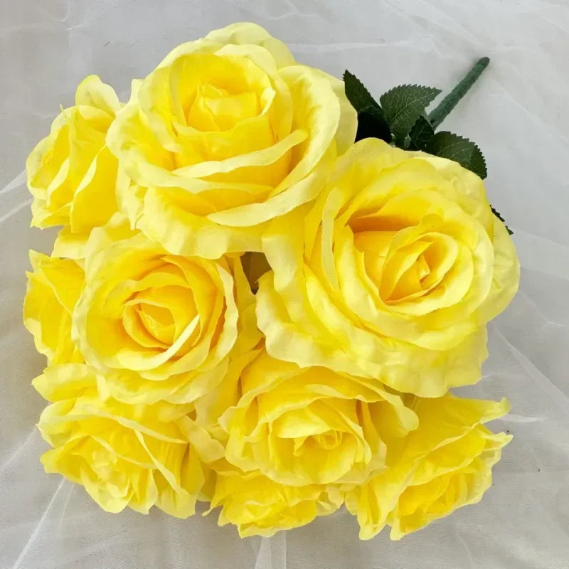 bouquet de roses artificielles en soie pour décoration intérieure - vue 16 sur 28