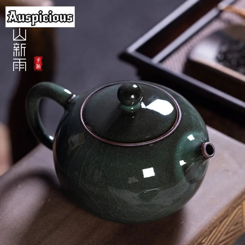 Theiere artisanale celadon craquele 300ml style longquan luxe - vue 6 sur 7
