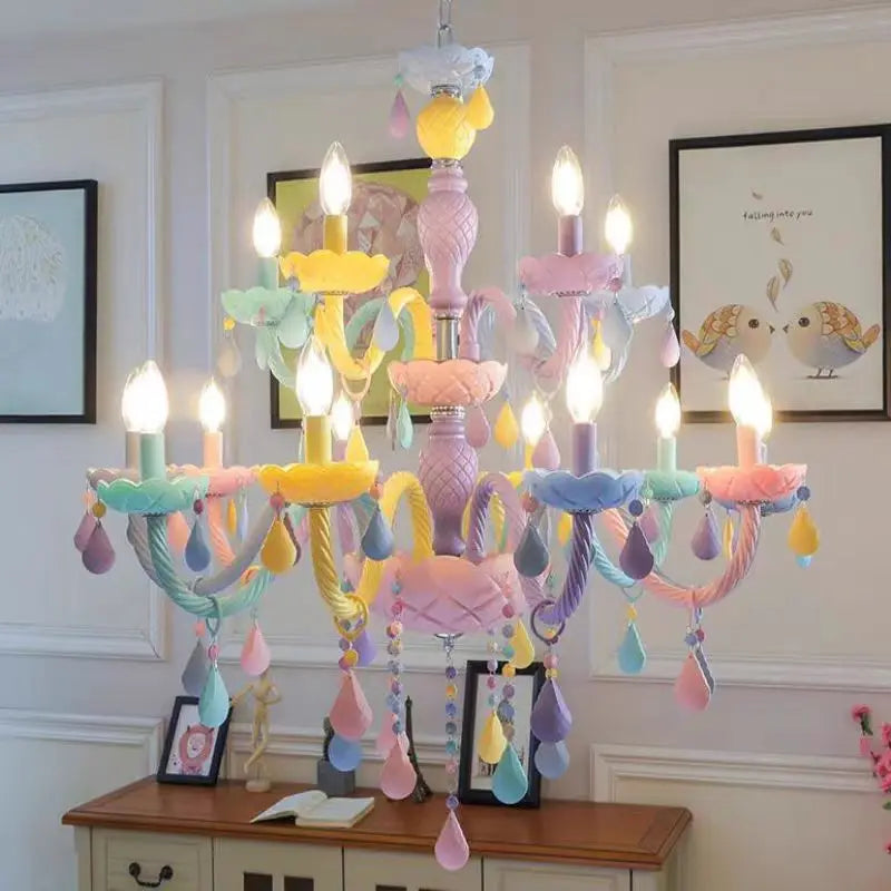 lustre arc-en-ciel en cristal design kawaii pour décoration chambre enfant