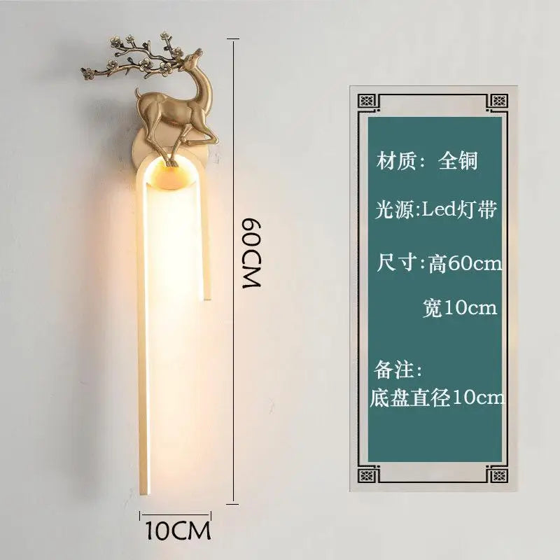 applique murale en cuivre style chinois pour éclairage intérieur - vue 12 sur 15
