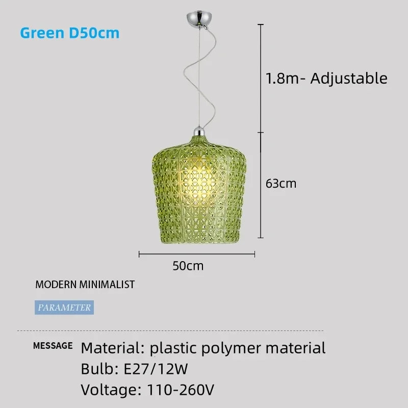 lustre italien moderne creux décoratif avec lumières led acryliques - vue 10 sur 16