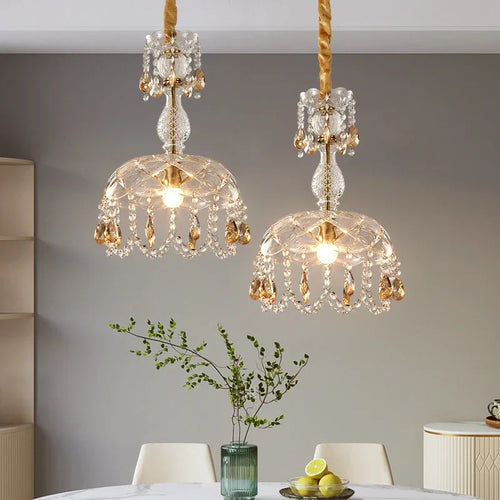 lustre vintage en cristal LED design art déco élégant - vue 2 sur 7