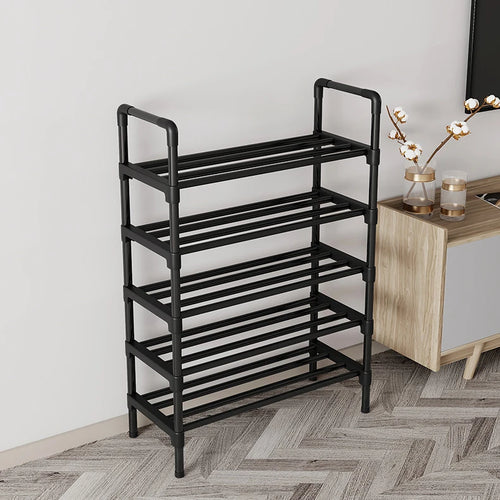 étagère à chaussures en métal design peu encombrante pour rangement pratique - vue 6 sur 11