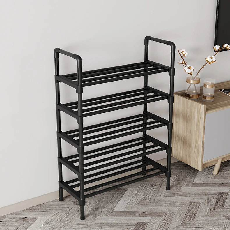 étagère à chaussures en métal design peu encombrante pour rangement pratique - vue 5 sur 11