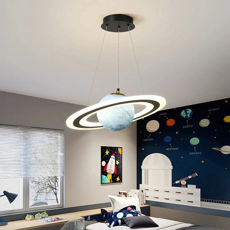 lustre créatif led boule de verre pour chambre d'enfants