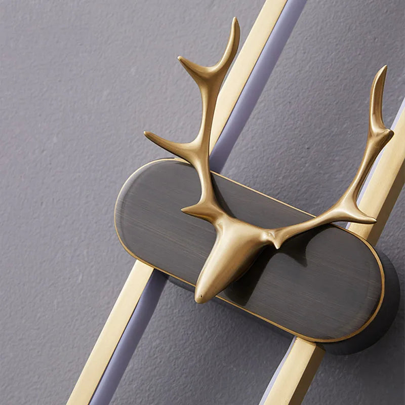 applique murale tête de cerf en cuivre réglable pour décoration intérieure - vue 5 sur 7