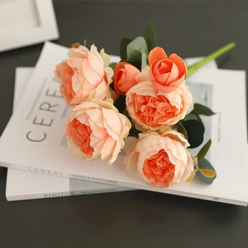 bouquet de pivoines vintage en soie décoration festive pour toutes occasions