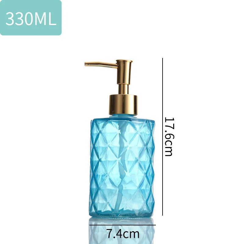 distributeur de savon liquide en verre portable pour salle de bain - vue 12 sur 17