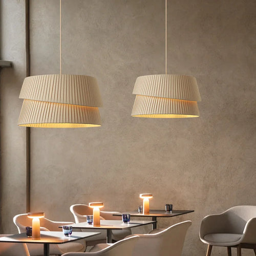 Lustre de style crème français Wabi Sabi Suspension LED pour salon salle à manger chambre minimaliste Suspension en tissu fait main