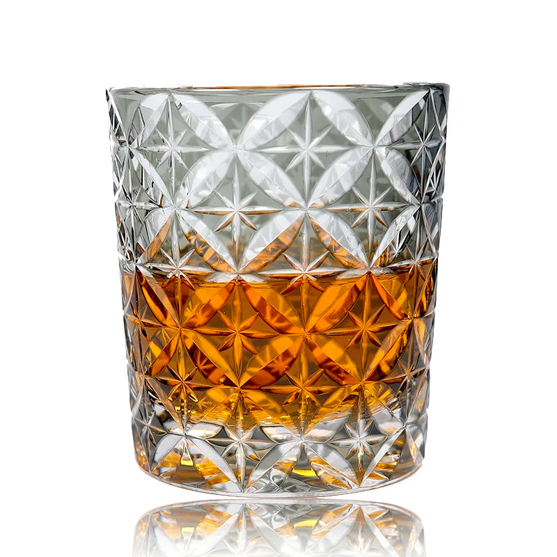 verre whisky japonais edo kiriko gravé motif géométrique