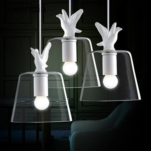 lustre moderne décoratif en verre style canard oiseau - vue 2 sur 7