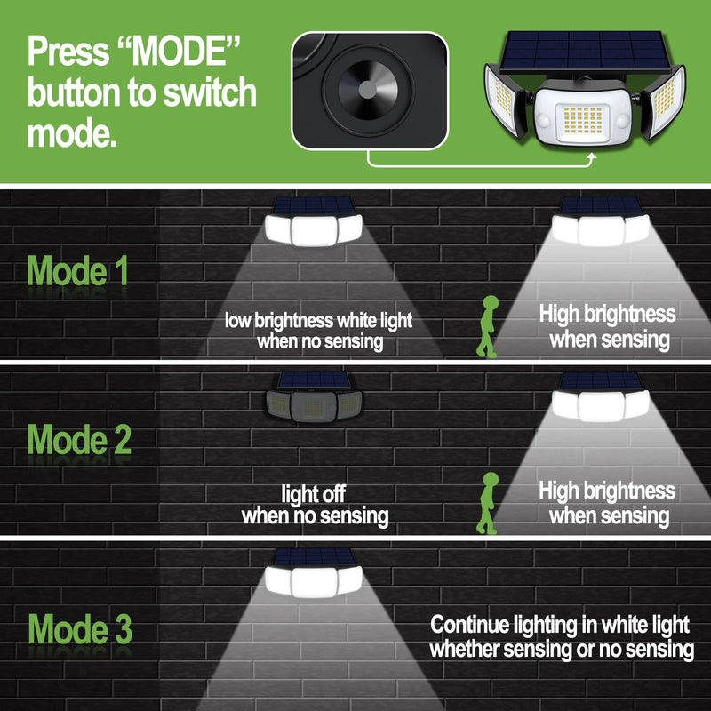 lampes solaires extérieures avec détecteur de mouvement et éclairage large