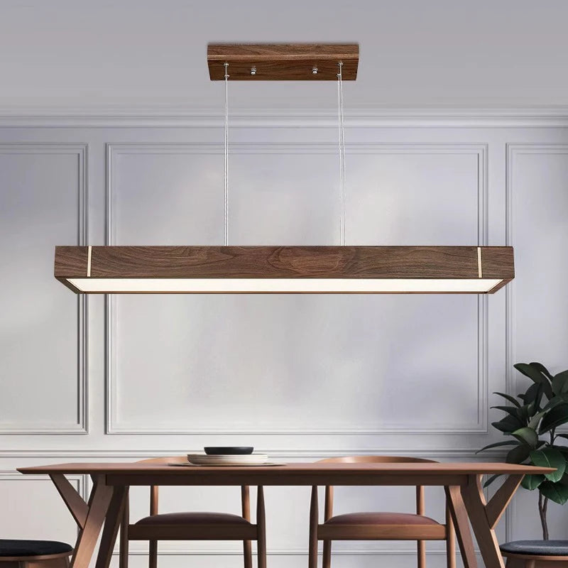Lustre led modernes design bois foncé pour décoration intérieure - vue 5 sur 12