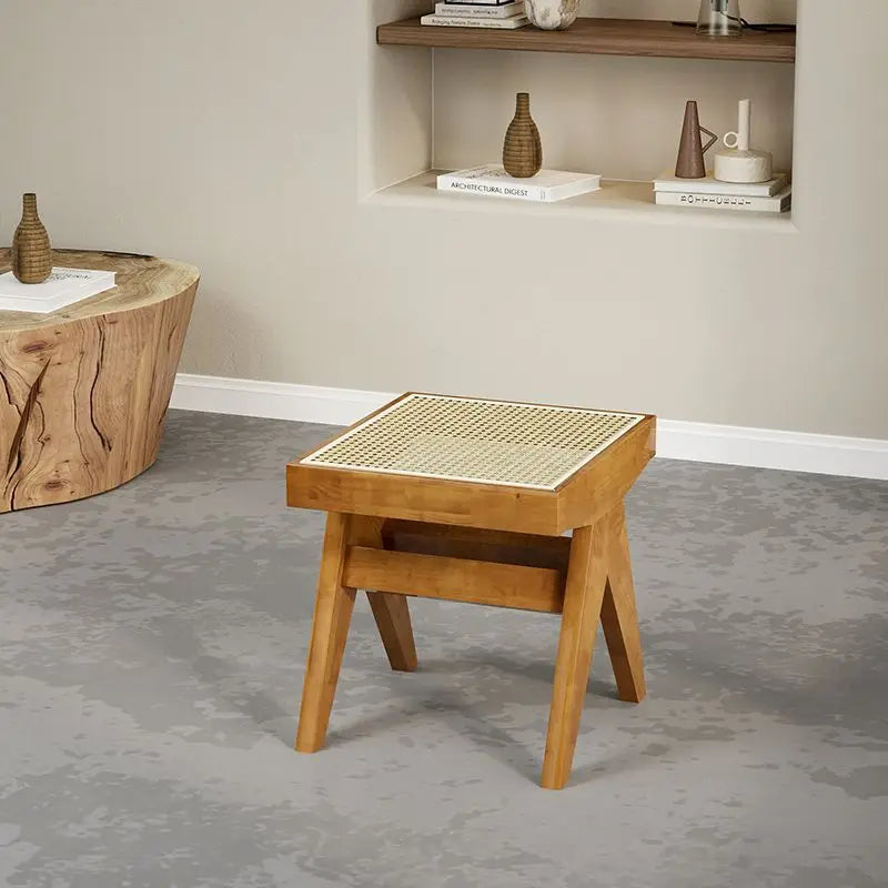 banc en rotin massif chaise longue et ottoman rétro polyvalent - vue 8 sur 14