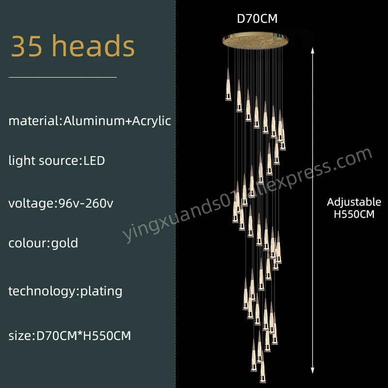 lustre minimaliste moderne pour escalier design contemporain en acrylique