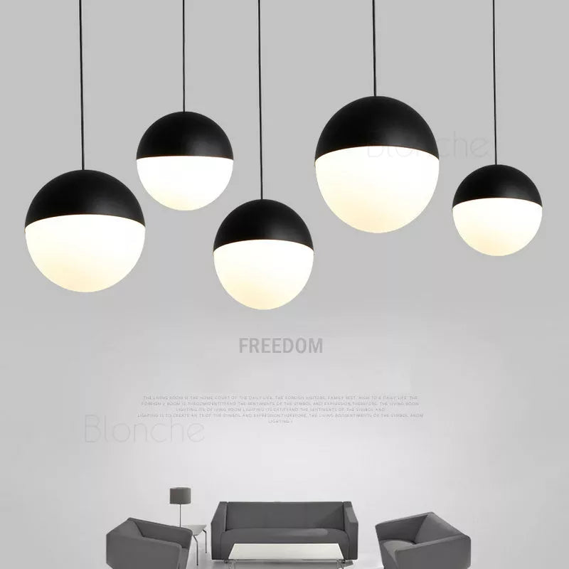 Suspension boule de verre nordique noir 15/20cm lampes Led suspendues luminaires de Loft pour cuisine salon chambre Lustre lumières