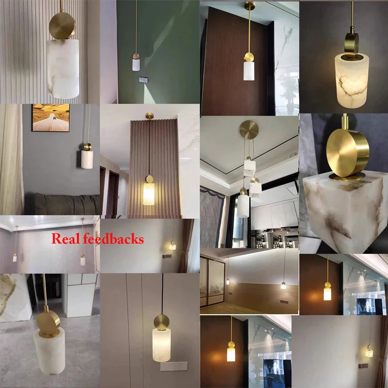 Suspension nordique en marbre et cuivre avec lumières led - vue 5 sur 10