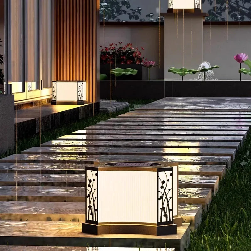 lampe solaire extérieure led en acier inoxydable pour jardin et clôture - vue 3 sur 12