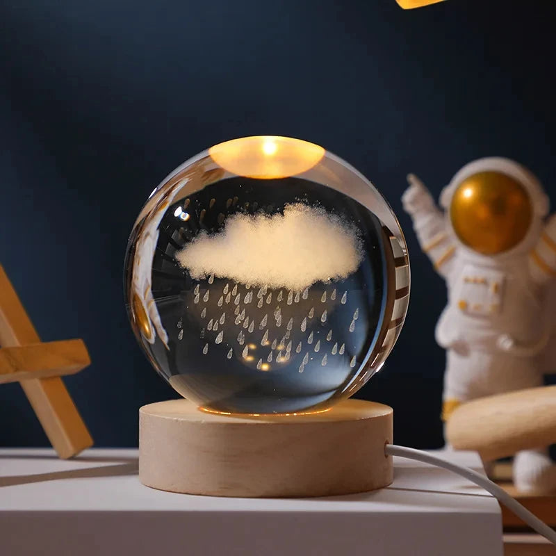 boule de cristal 3d lune galaxie décoration lumineuse pour la maison - vue 12 sur 17