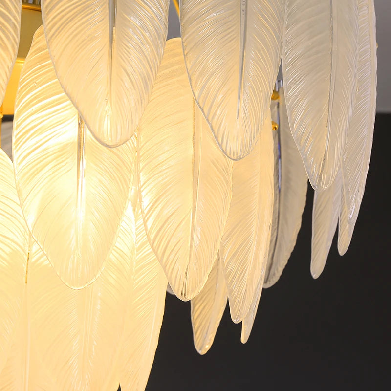 lustre led nordique plume verre décoration luminaires suspendus - vue 3 sur 9