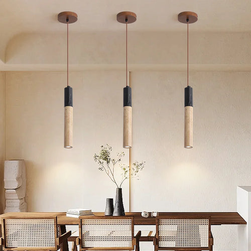 suspension vintage en pierre naturelle avec abat-jour cloche à LED - vue 5 sur 6
