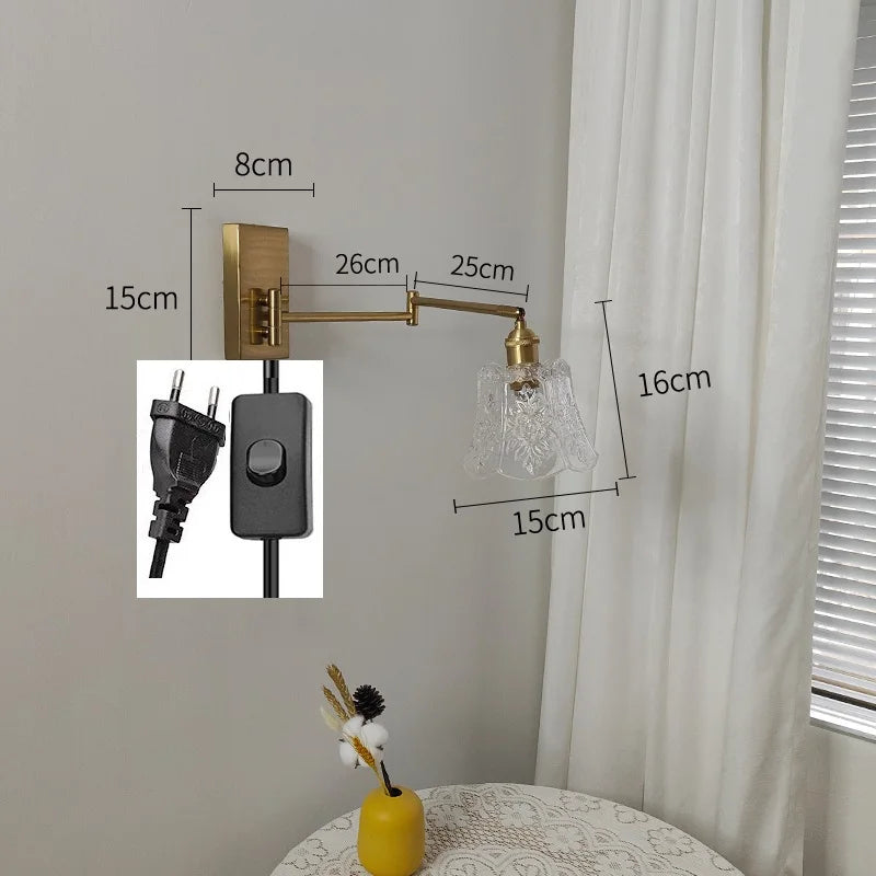 IWHD tirer chaîne verre applique murale LED applique bras gauche droite rotation chambre salon lumières nordique moderne à côté lampe Wandlamp - vue 9 sur 23